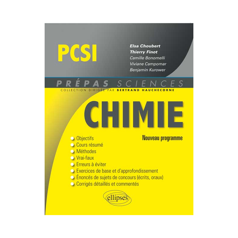 Chimie PCSI - nouveau programme