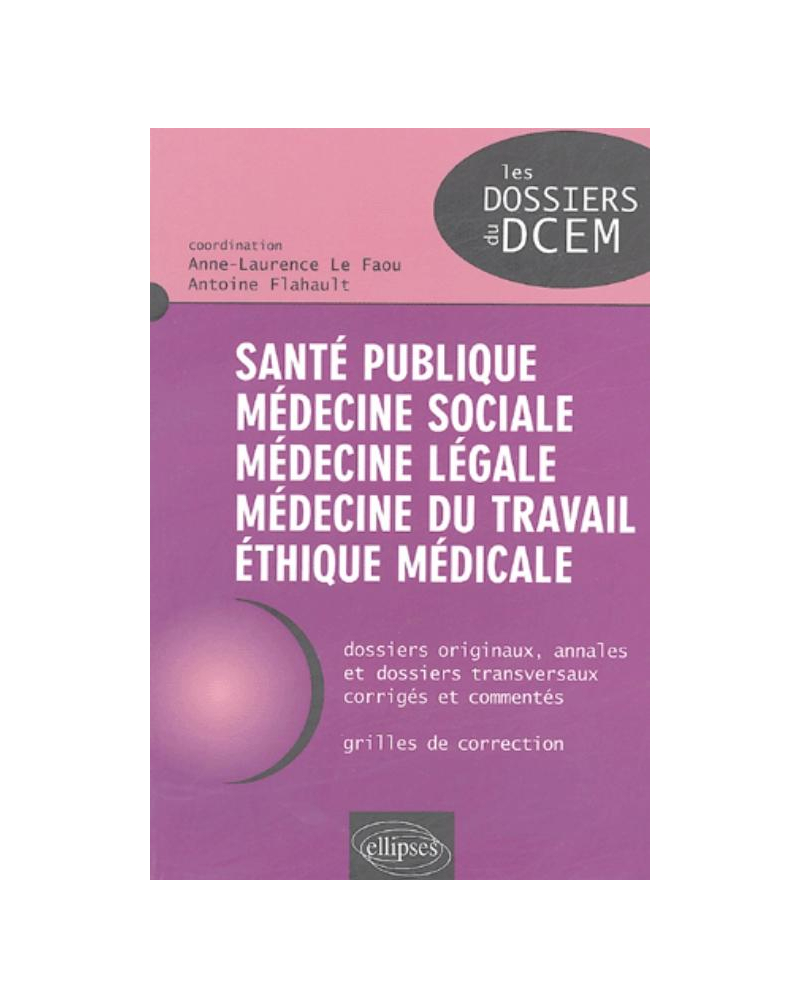 Santé publique, médecine sociale, médecine légale, médecine du travail, éthique médicale
