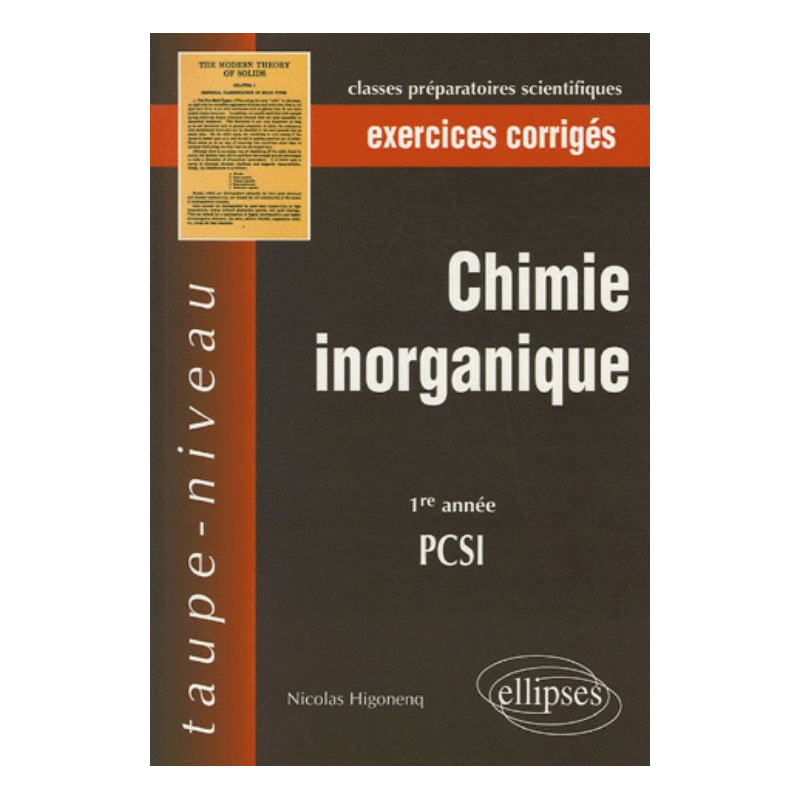 Chimie inorganique - 1re année PCSI - Exercices corrigés