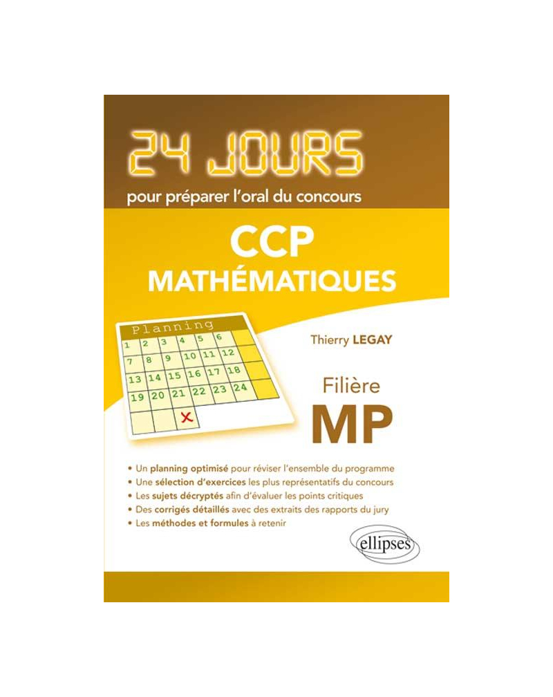 Mathématiques 24 jours pour préparer l'oral du concours CCP - Filière MP