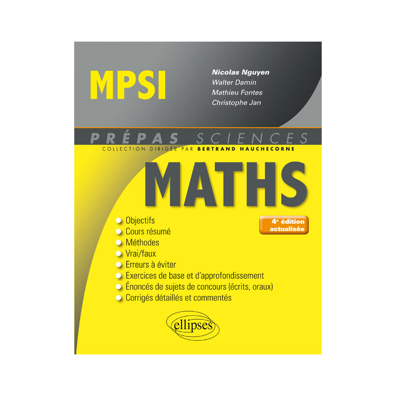 Mathématiques MPSI - 4e édition actualisée