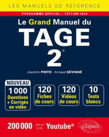 Le Grand Manuel du TAGE 2® - 120 fiches de cours, 10 tests blancs, 1000 questions + corrigés en vidéo - édition 2018