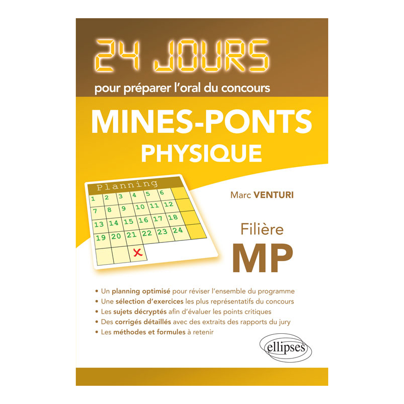 Physique 24 jours pour préparer l'oral du concours Mines-Ponts - Filière MP