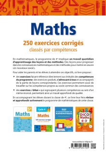 Mathématiques - 250 exercices corrigés classés par compétences - 4e