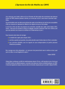 L'épreuve écrite de Maths. CRPE. Annales corrigées et commentées. Concours 2021/2022/2023