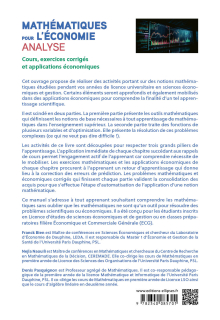 Mathématiques pour l'économie - Analyse - Licence - Cours, exercices corrigés et applications économiques