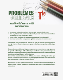 Problèmes originaux pour l'éveil d'une curiosité mathématique - Terminale