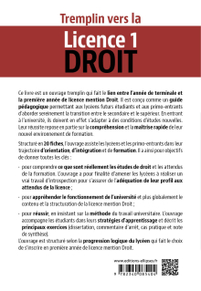 Tremplin vers la Licence 1 Droit - 20 fiches pour réussir