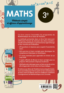 Mathématiques - Troisième - Méthode simple et efficace d'apprentissage - Questions-réponses, exercices et corrigés, cartes mentales et flashcards à découper