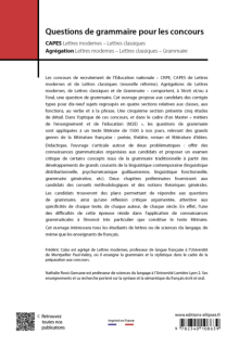 Questions de grammaire pour les concours - 3e édition